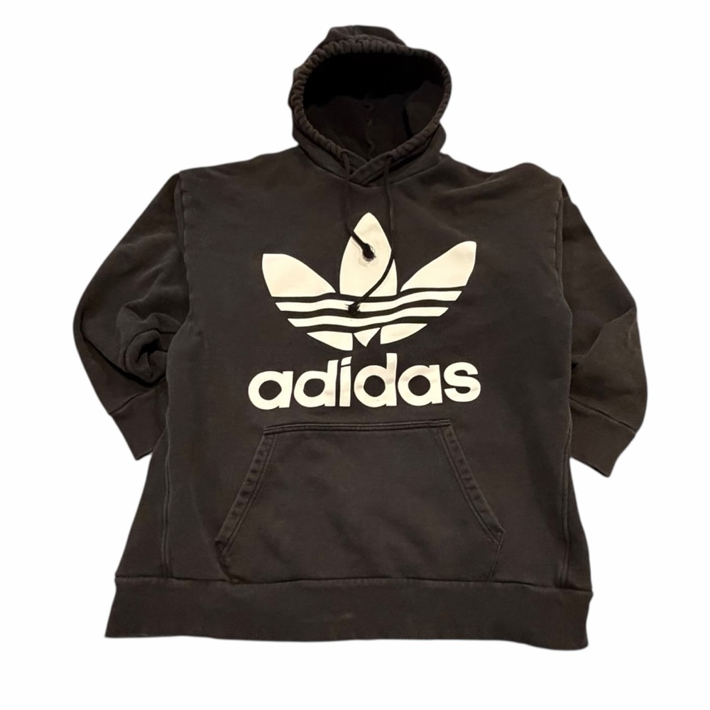 Adidas Originals Trefoil Hoodie Black White Logo Pullover Size L